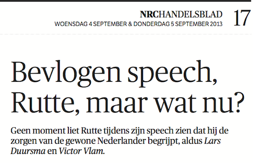 Debatrix in NRC Handelsblad - Bevlogen speech, Rutte, maar wat nu?